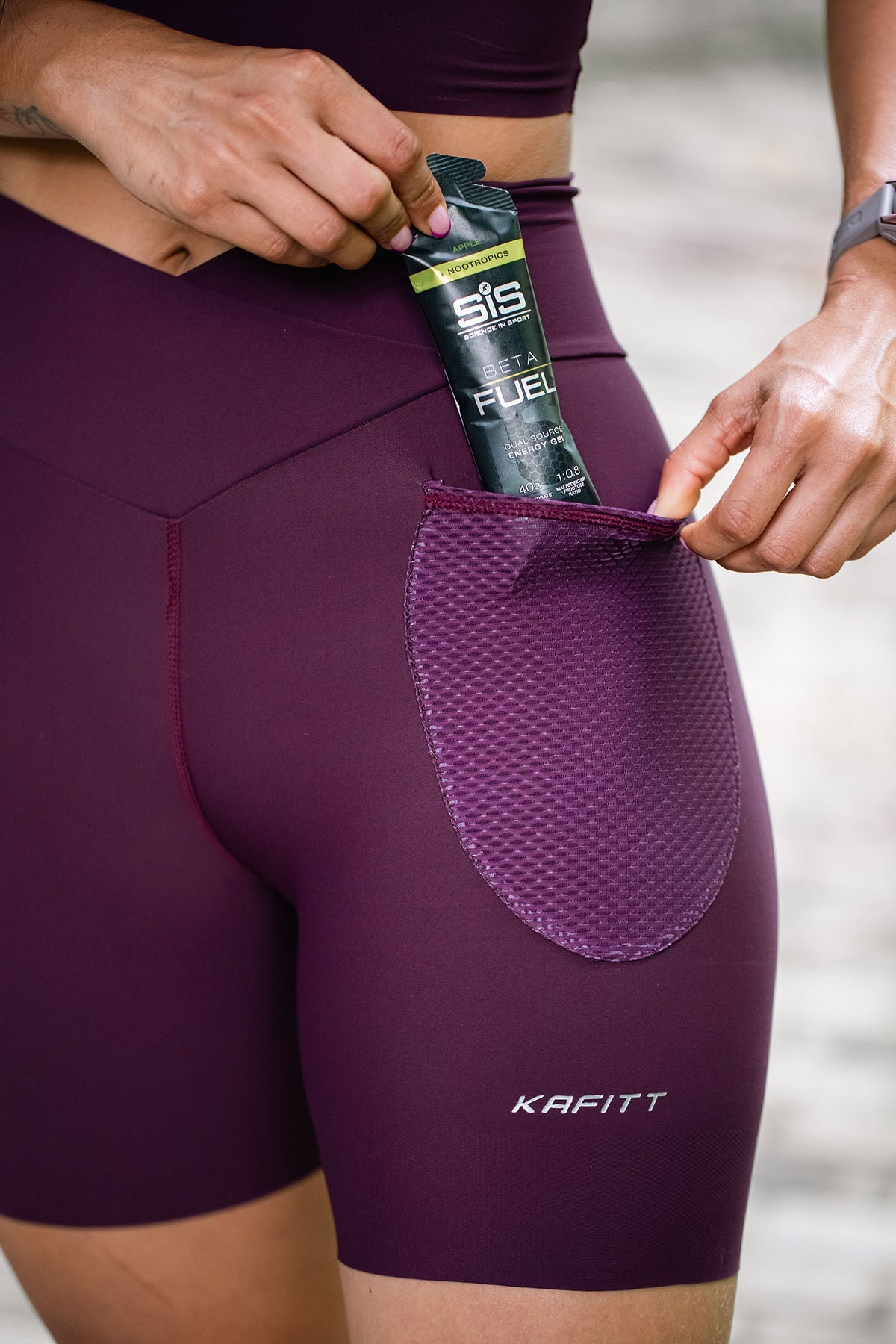 Licra Running Sin Costuras /Bolsillos Mujer Vino