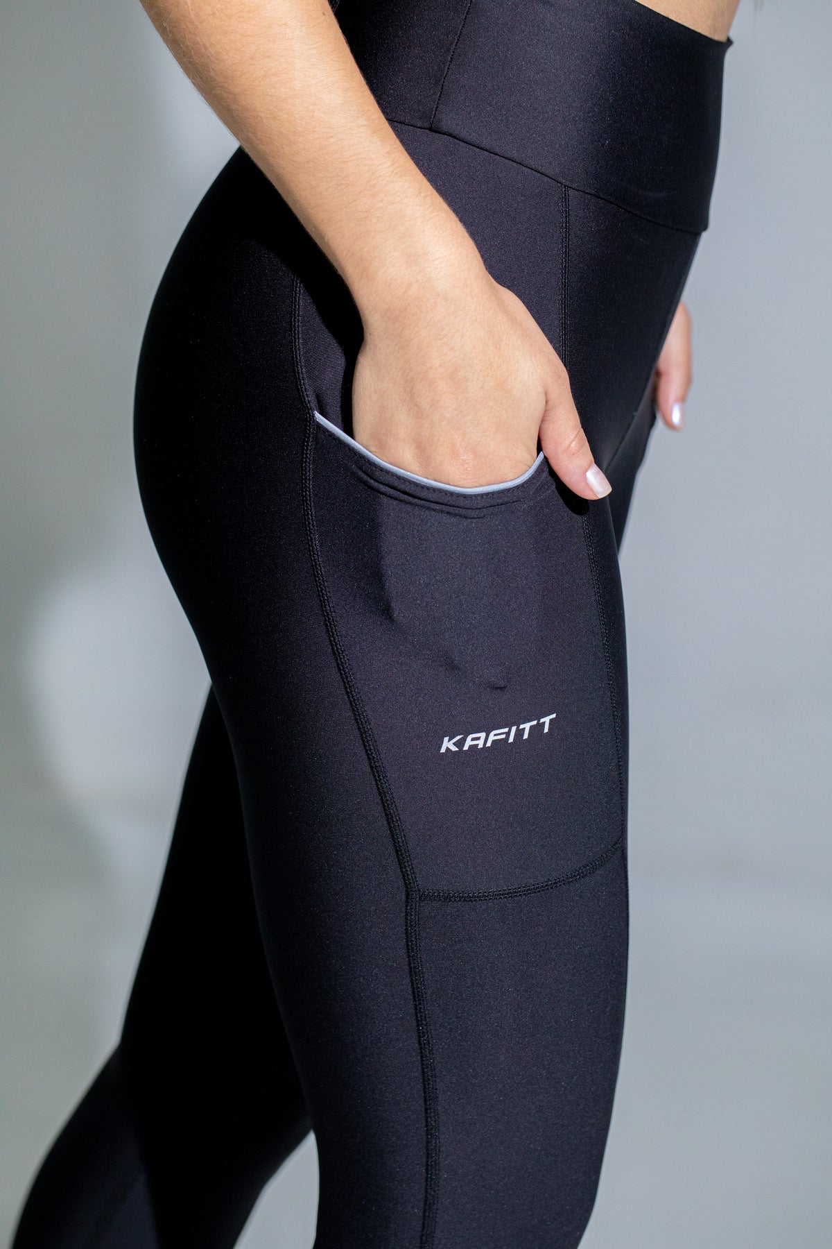 REFLECTIVE RUNNING LYCRA LONG PANTS BLACK