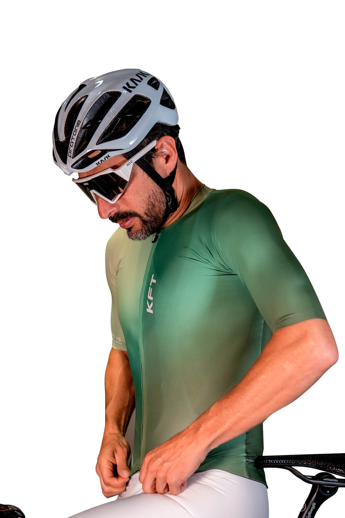 UNISEX GREEN SLIM FIT CYCLING JERSEY